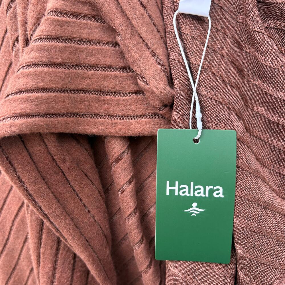 Halara Dress Sz Sm Ribbed Knit Flare Long Sleeve Flowy Casual Brown Minimalist - Picture 7 of 9
